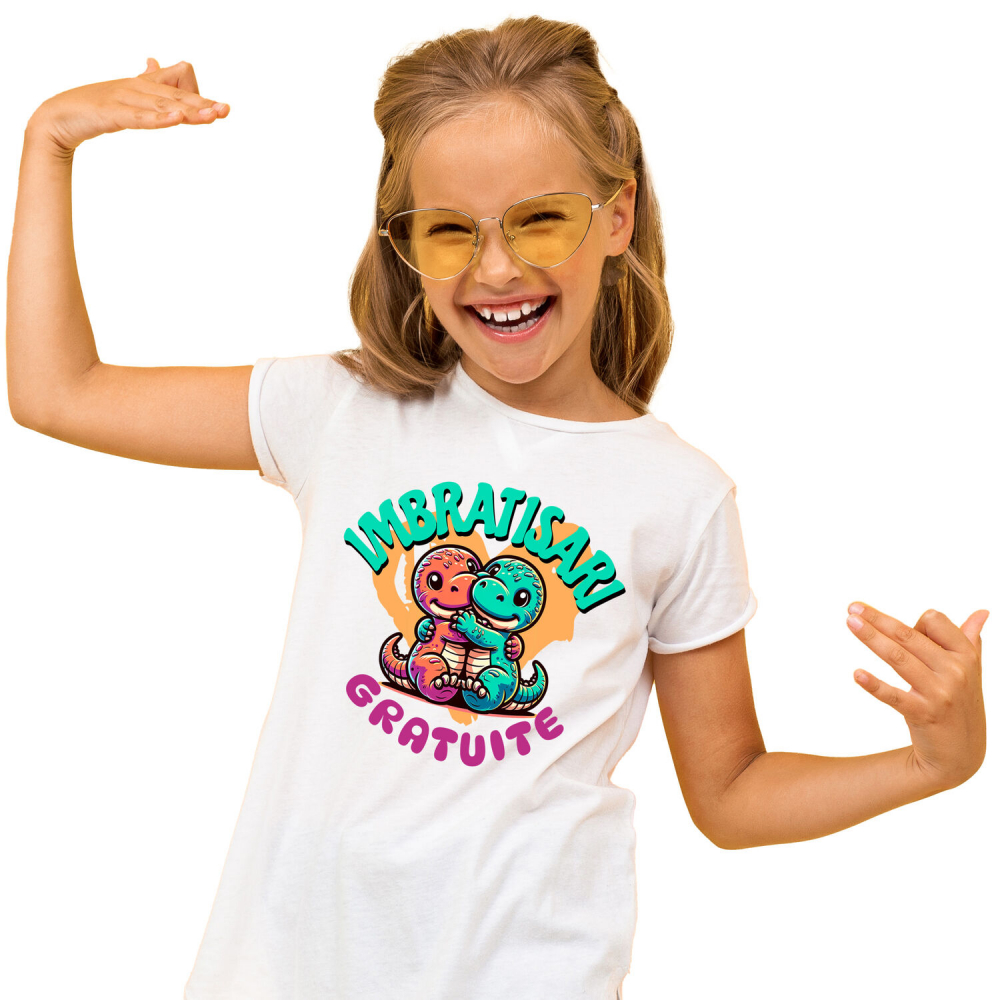 Tricou Femei, Barbati, Copii, Fata, Baiat, Unisex Personalizat „Cadouri personalizate dragoni colorati și îmbrățișări de dragoste pentru Valentine's Day și familie” [1]