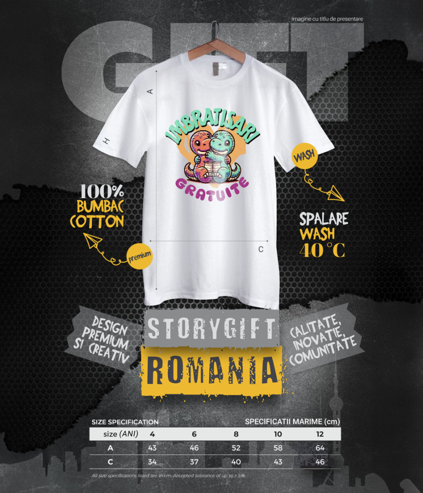 Tricou Femei, Barbati, Copii, Fata, Baiat, Unisex Personalizat „Cadouri personalizate dragoni colorati și îmbrățișări de dragoste pentru Valentine's Day și familie” [6]