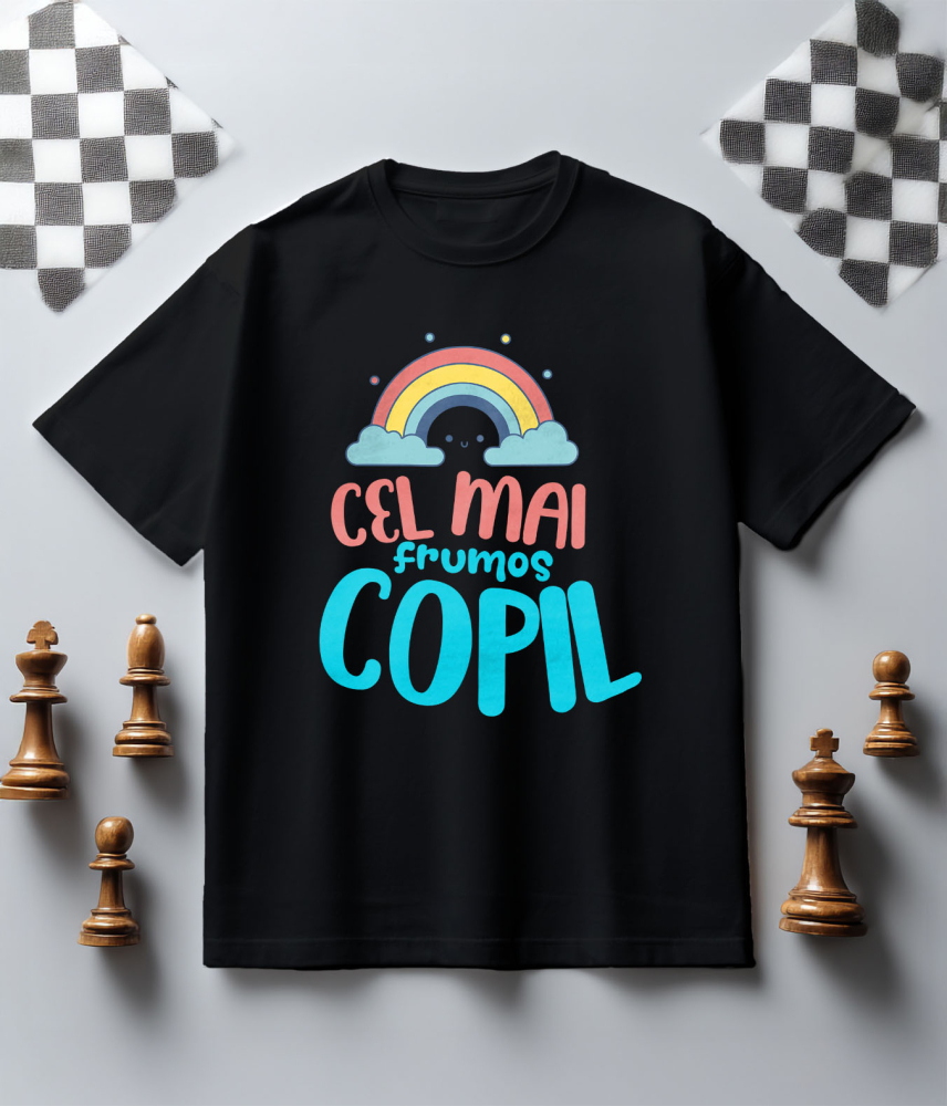 Tricou Femei, Barbati, Copii, Fata, Baiat, Unisex Personalizat Curcubeu Colorat Vesel – „Cel Mai Frumos Copil” | Cadou Personalizat pentru Copii [5]