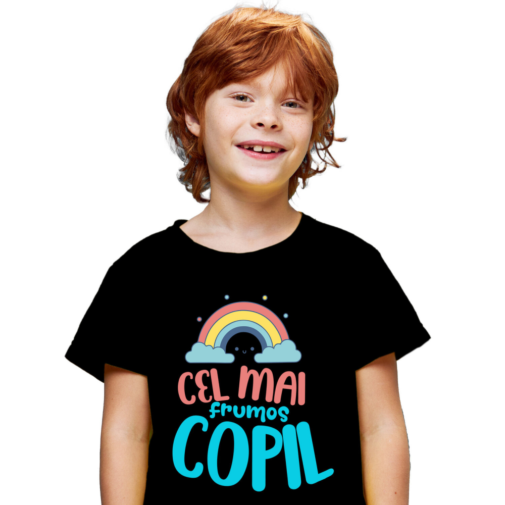 Tricou Femei, Barbati, Copii, Fata, Baiat, Unisex Personalizat Curcubeu Colorat Vesel – „Cel Mai Frumos Copil” | Cadou Personalizat pentru Copii [1]