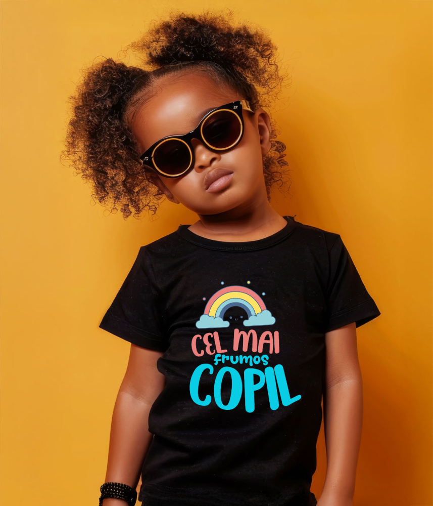 Tricou Femei, Barbati, Copii, Fata, Baiat, Unisex Personalizat Curcubeu Colorat Vesel – „Cel Mai Frumos Copil” | Cadou Personalizat pentru Copii [4]
