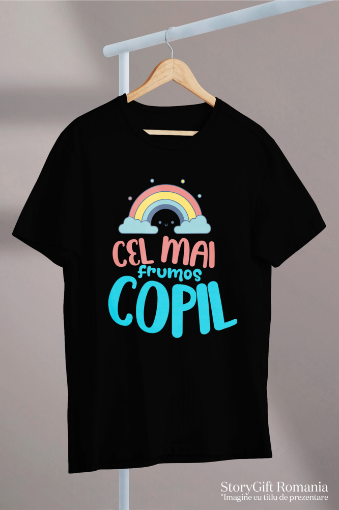 Tricou Femei, Barbati, Copii, Fata, Baiat, Unisex Personalizat Curcubeu Colorat Vesel – „Cel Mai Frumos Copil” | Cadou Personalizat pentru Copii [3]