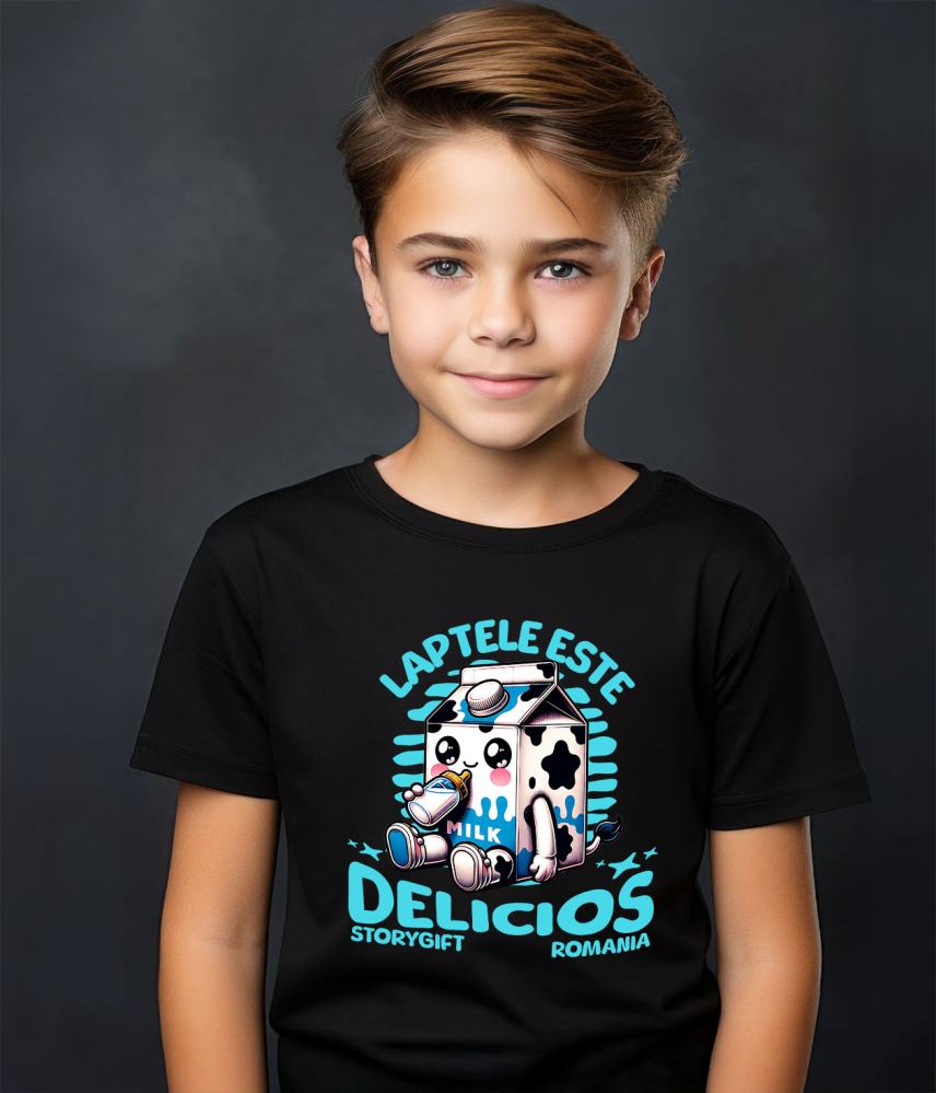 Tricou Femei, Barbati, Copii, Fata, Baiat, Unisex Personalizat „Cutie de Lapte Personalizată 'Laptele Este Delicios' – Cadou Vesel pentru Bebelus și Familie” [3]