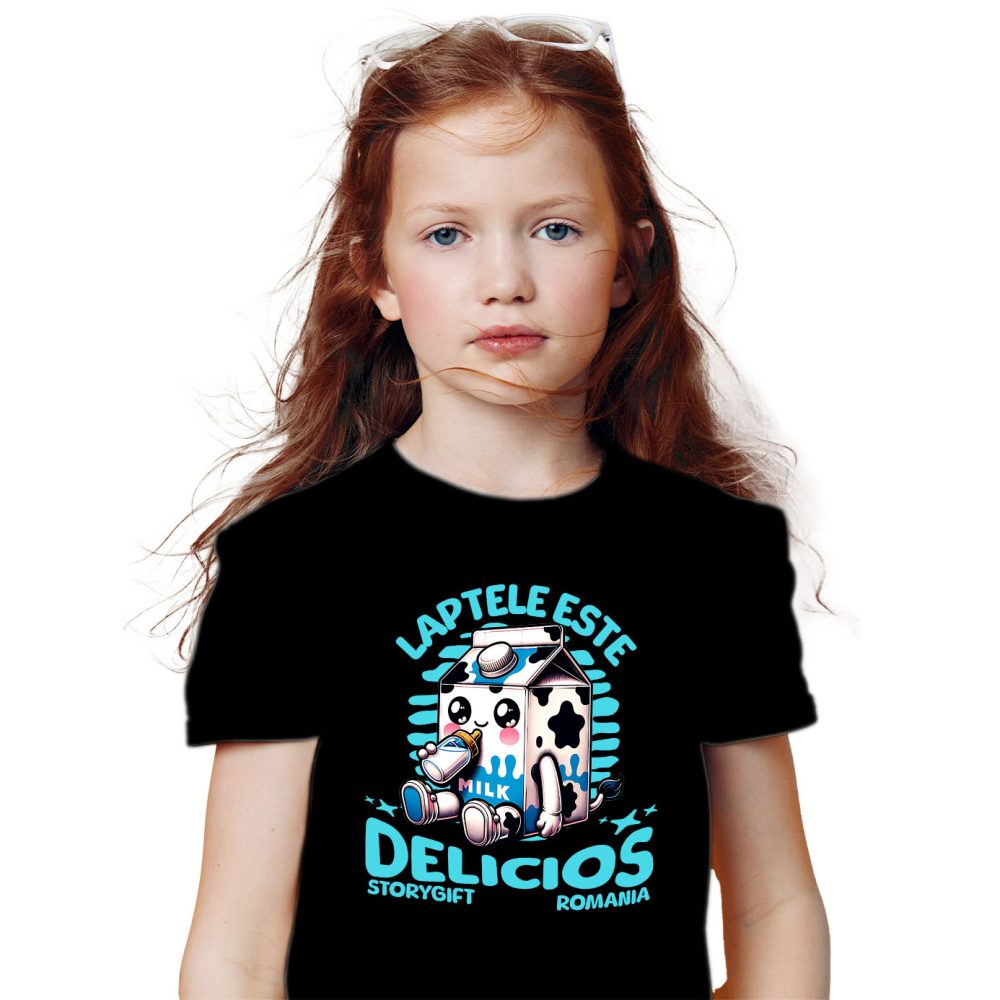 Tricou Femei, Barbati, Copii, Fata, Baiat, Unisex Personalizat „Cutie de Lapte Personalizată 'Laptele Este Delicios' – Cadou Vesel pentru Bebelus și Familie” [2]