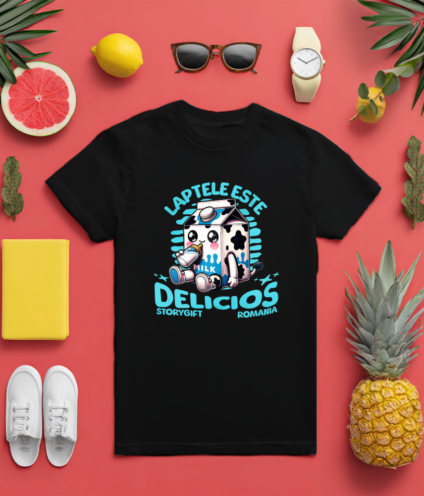 Tricou Femei, Barbati, Copii, Fata, Baiat, Unisex Personalizat „Cutie de Lapte Personalizată 'Laptele Este Delicios' – Cadou Vesel pentru Bebelus și Familie” [5]