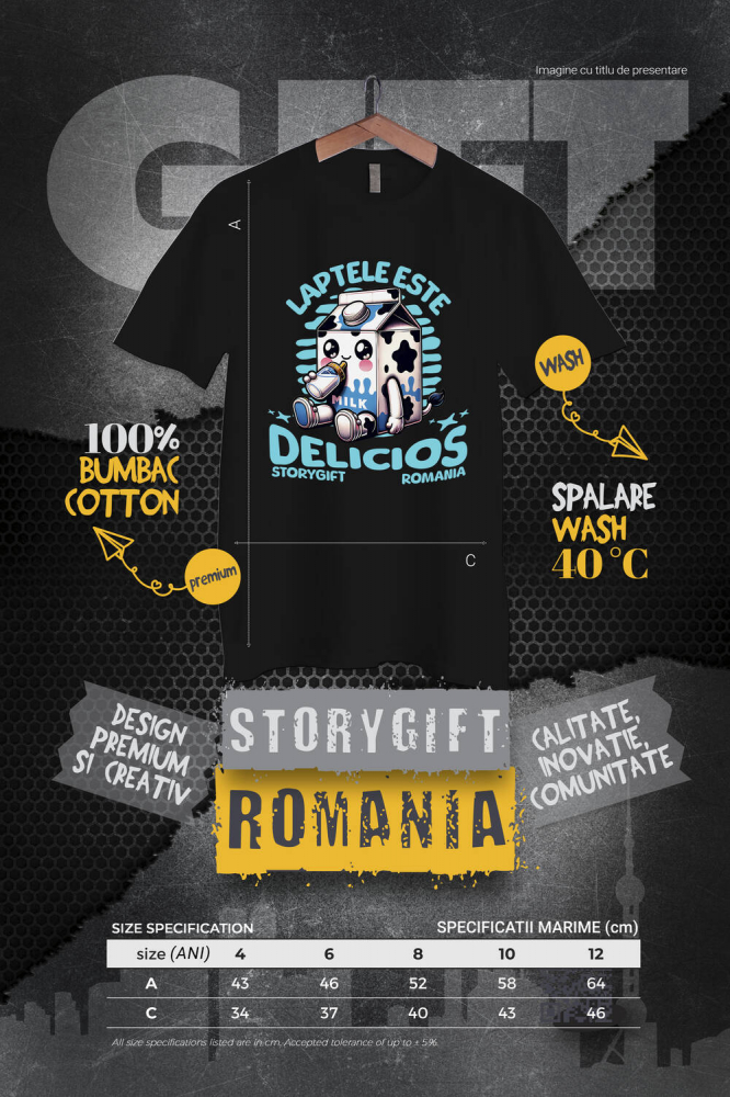Tricou Femei, Barbati, Copii, Fata, Baiat, Unisex Personalizat „Cutie de Lapte Personalizată 'Laptele Este Delicios' – Cadou Vesel pentru Bebelus și Familie” [4]