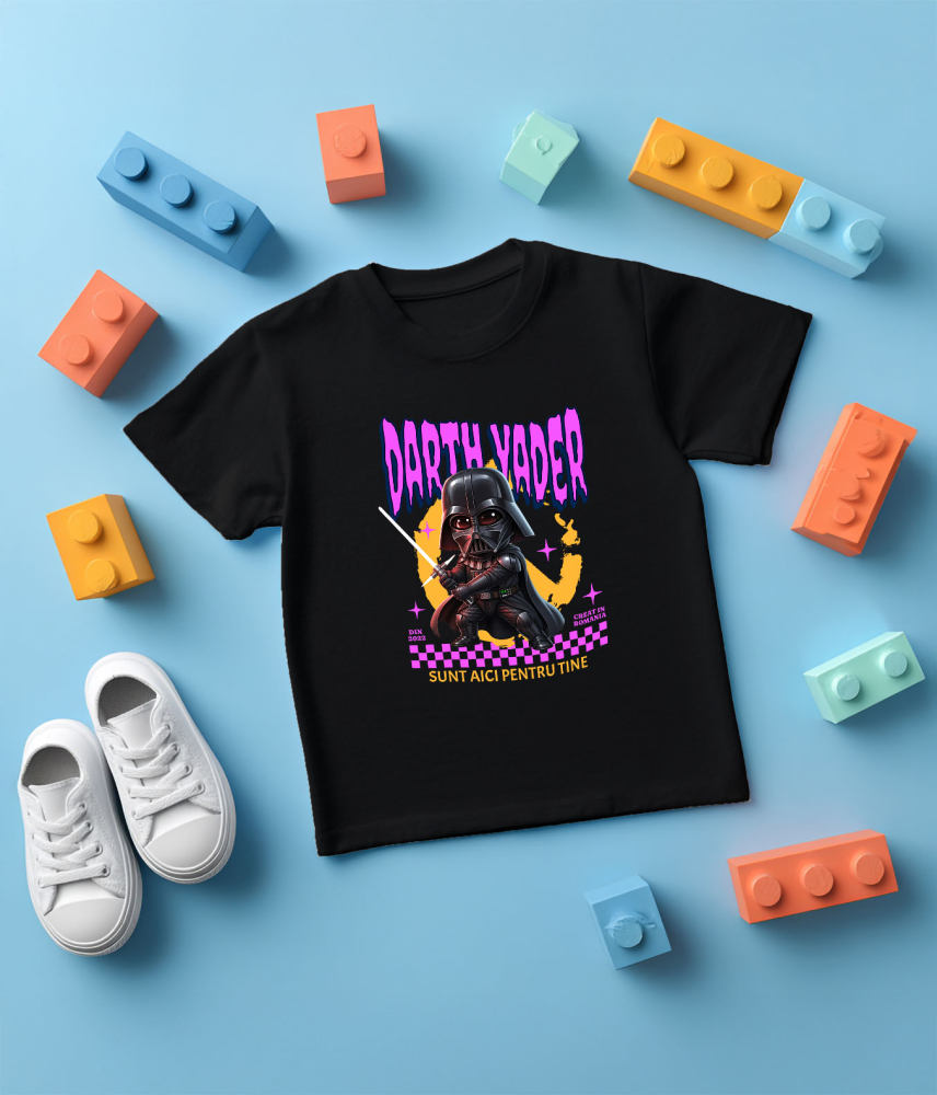 Tricou Copii cu Darth Vader Putere si Mister Disney 100% Bumbac, Negru, 12 Ani [5]