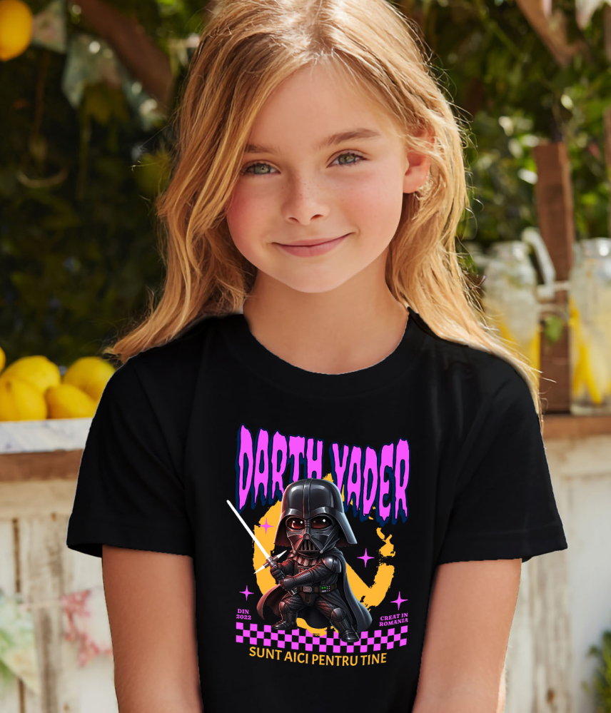 Tricou Copii cu Darth Vader Putere si Mister Disney 100% Bumbac, Negru, 12 Ani [4]