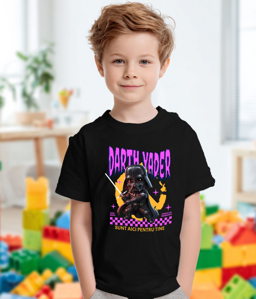 Tricou Copii cu Darth Vader Putere si Mister Disney 100% Bumbac, Negru, 12 Ani [3]