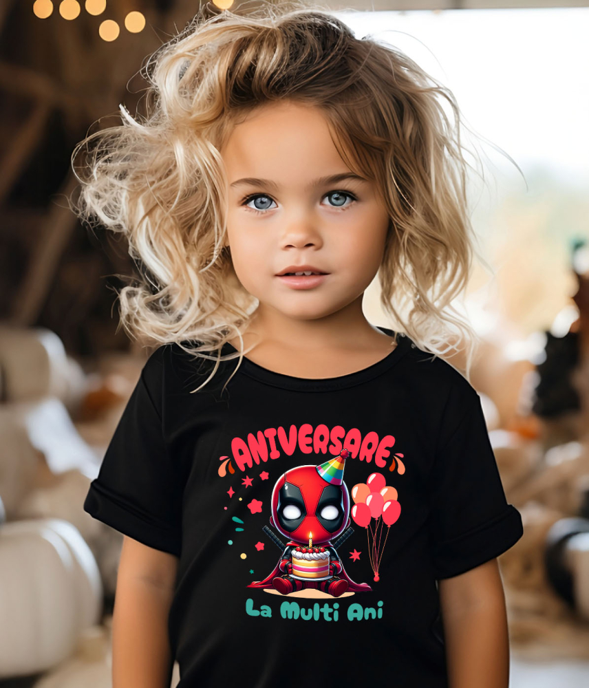 Tricou Copii cu Deadpool Iti Aduca... Probleme la Petrecere 100% Bumbac, Negru, 10 Ani [4]