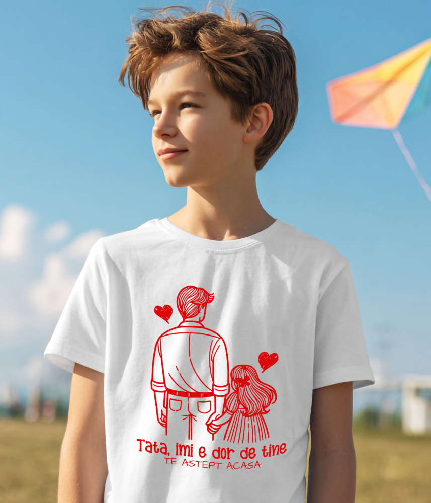 Tricou Femei, Barbati, Copii, Fata, Baiat, Unisex Personalizat Tricou Personalizat Tata – Mesaj Emoționant „Îmi E Dor De Tine” [4]