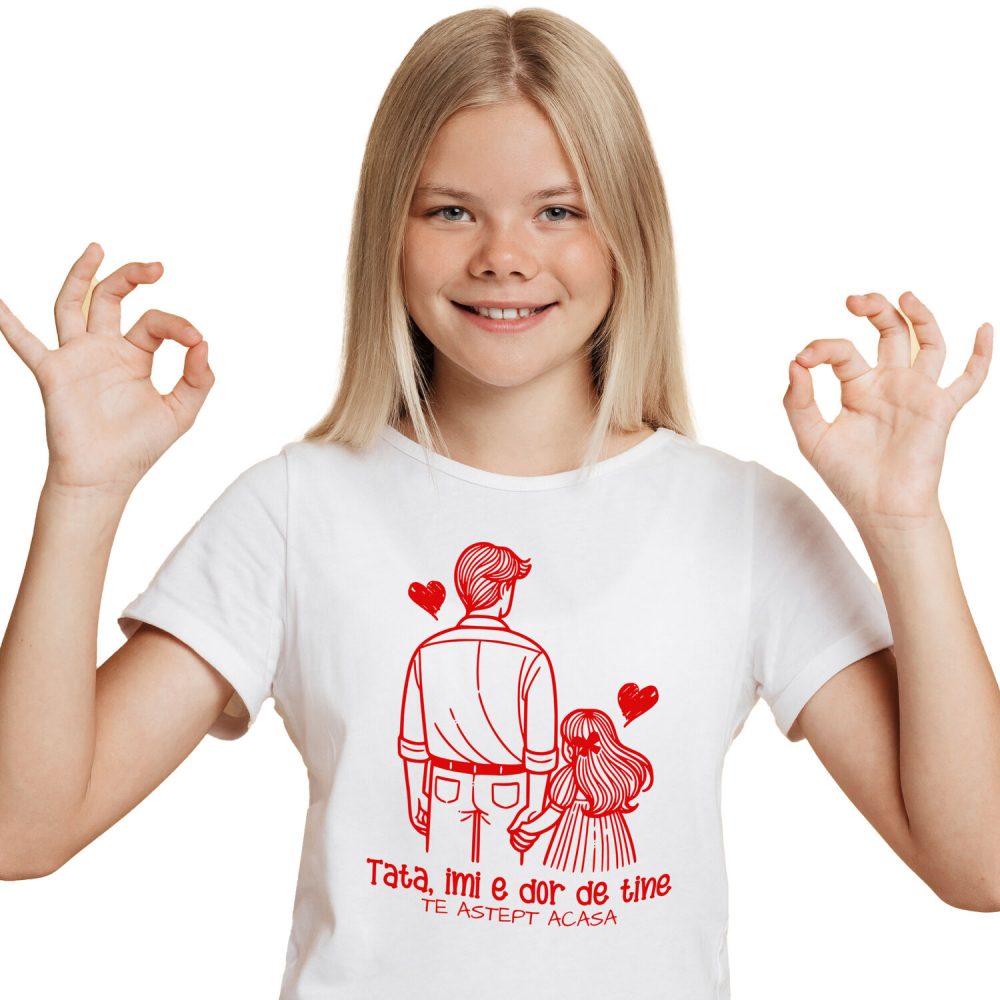 Tricou Femei, Barbati, Copii, Fata, Baiat, Unisex Personalizat Tricou Personalizat Tata – Mesaj Emoționant „Îmi E Dor De Tine” [1]