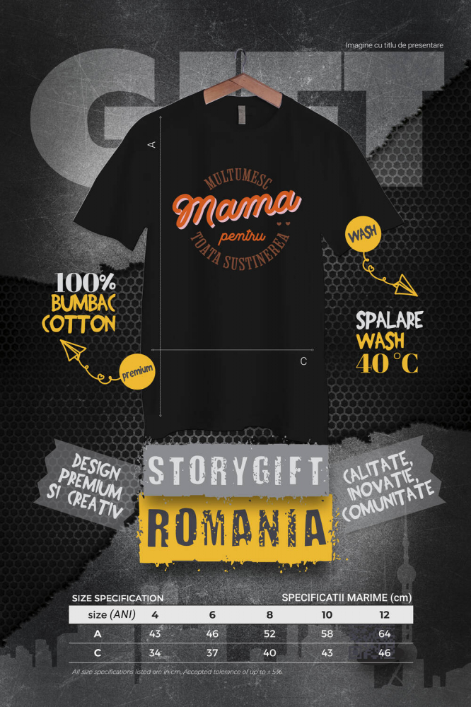 Tricou Femei, Barbati, Copii, Fata, Baiat, Unisex Personalizat "Mulțumesc Mama – Cadouri Personalizate pentru Familie și Iubire" [4]