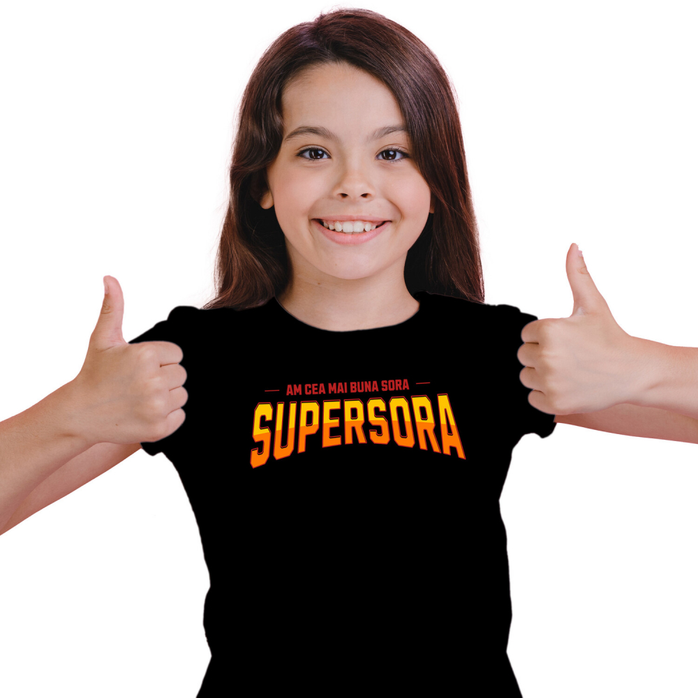 Tricou Femei, Barbati, Copii, Fata, Baiat, Unisex Personalizat Cadou Personalizat pentru Sora | Super Erou Copii | Familie și Iubire [1]