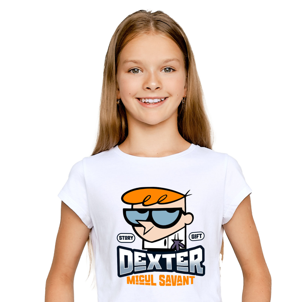 Tricou Copii cu Dexter si inventiile magic 100% Bumbac, Alb, 4 Ani [2]