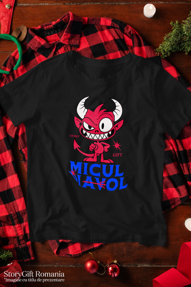Tricou Femei, Barbati, Copii, Fata, Baiat, Unisex Personalizat Diavol Fericit cu Coarne Lungi | Cadou Halloween Jucăuș pentru Familie [3]