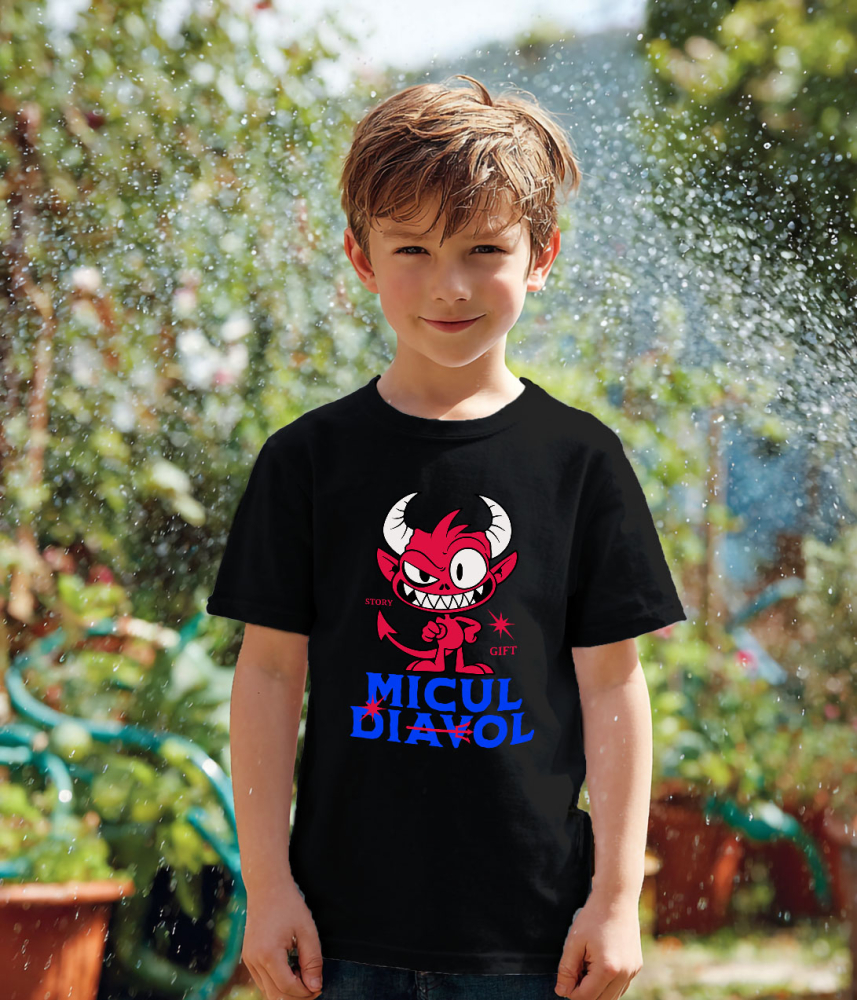 Tricou Femei, Barbati, Copii, Fata, Baiat, Unisex Personalizat Diavol Fericit cu Coarne Lungi | Cadou Halloween Jucăuș pentru Familie [4]