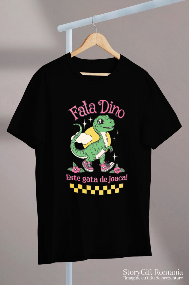 Tricou Femei, Barbati, Copii, Fata, Baiat, Unisex Personalizat Dinozaur cu Adidași Roz Personalizat pentru Copii – Cadou Unic și Distractiv [3]