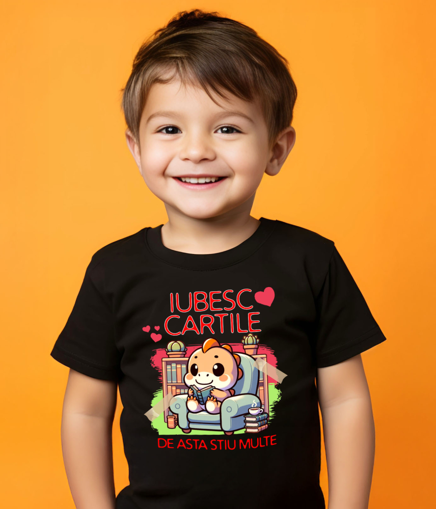 Tricou Femei, Barbati, Copii, Fata, Baiat, Unisex Personalizat Tricou Personalizat Dinozaur - "Iubesc Cărțile, De Asta Știu Multe" | Cadou pentru Cititori și Iubitori de Educație [3]