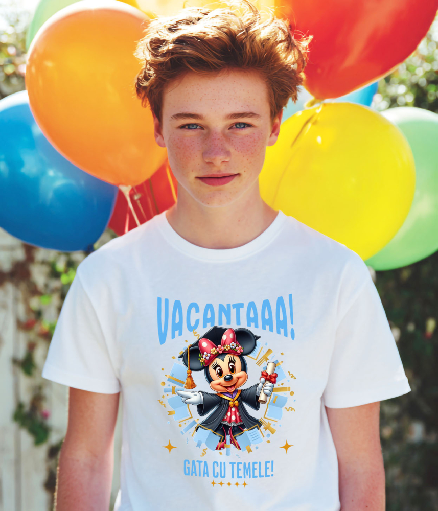 Tricou Copii cu Diplome si Zambete cu Minnie Mouse 100% Bumbac, Alb, 6 Ani [3]
