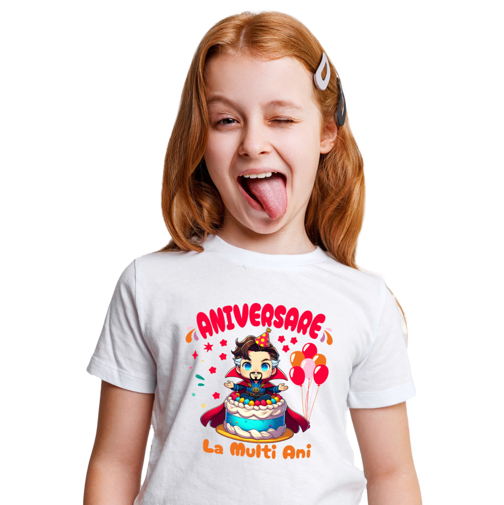 Tricou Copii cu Doctor Strange La Multi Ani – Surprize Magice 100% Bumbac, Alb, 12 Ani [2]