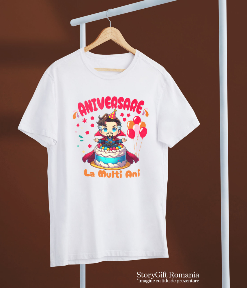 Tricou Copii cu Doctor Strange La Multi Ani – Surprize Magice 100% Bumbac, Alb, 12 Ani [5]