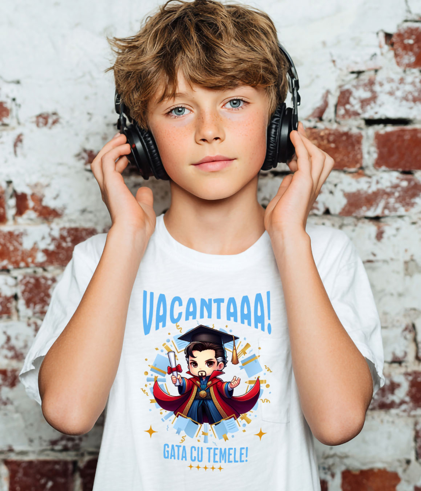 Tricou Copii cu Doctor Strange Sub Soare: Magie si Diplome 100% Bumbac, Alb, 10 Ani [3]