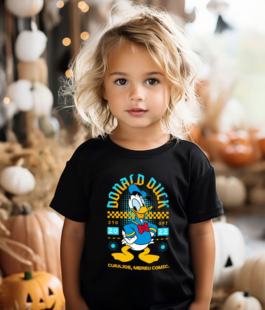Tricou Copii cu Donald Duck in lumea distractiei 100% Bumbac, Negru, 8 Ani [3]
