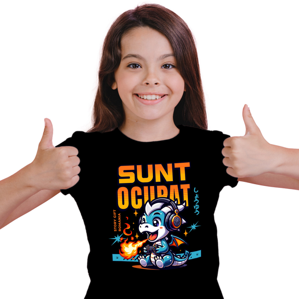 Tricou Femei, Barbati, Copii, Fata, Baiat, Unisex Personalizat Dragon Cu Flăcări și Căști Audio - Cadou Gamer Personalizat pentru Jocuri Video [1]