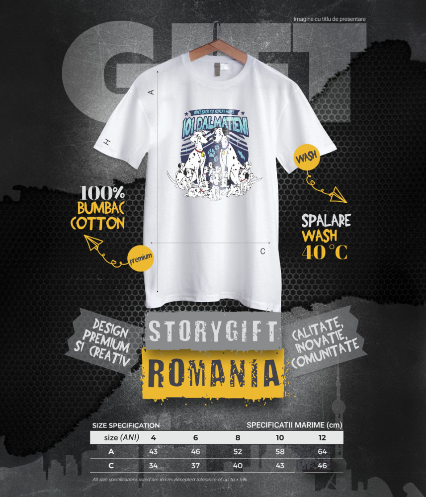 Tricou Copii cu Dragoste si familie: Dalmatieni 100% Bumbac, Alb, 10 Ani [6]