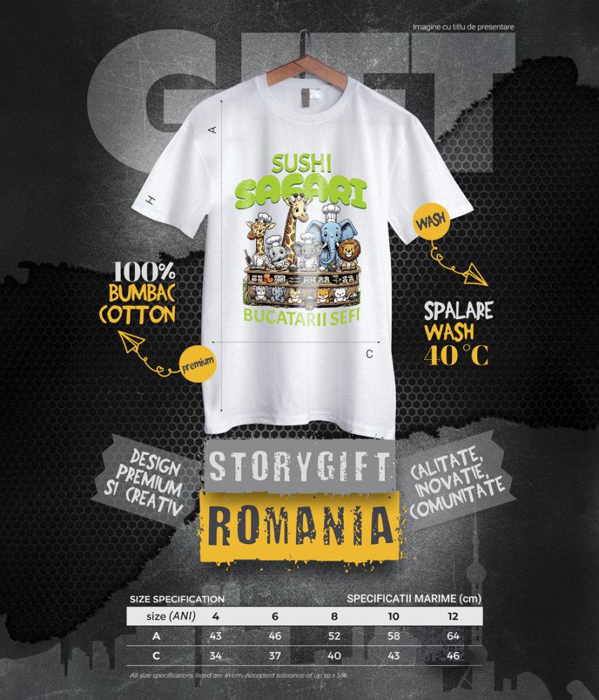 Tricou Femei, Barbati, Copii, Fata, Baiat, Unisex Personalizat Cadou personalizat cu bucătari animaliere și sushi pentru copii | Desene animate și cultură asiatică [6]