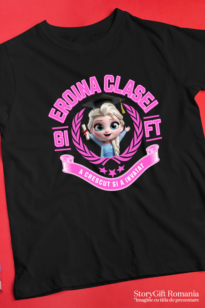 Tricou Copii cu Elsa: Eroul Inghetat al Scolii 100% Bumbac, Negru, 6 Ani [5]