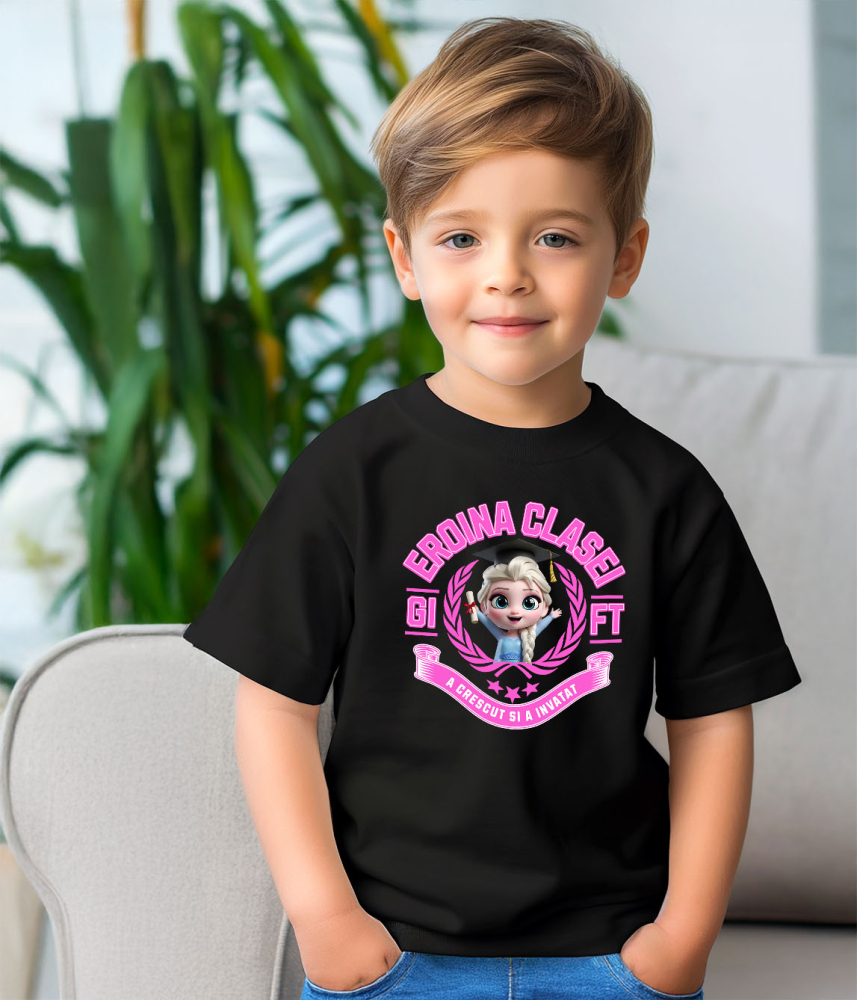 Tricou Copii cu Elsa: Eroul Inghetat al Scolii 100% Bumbac, Negru, 6 Ani [4]