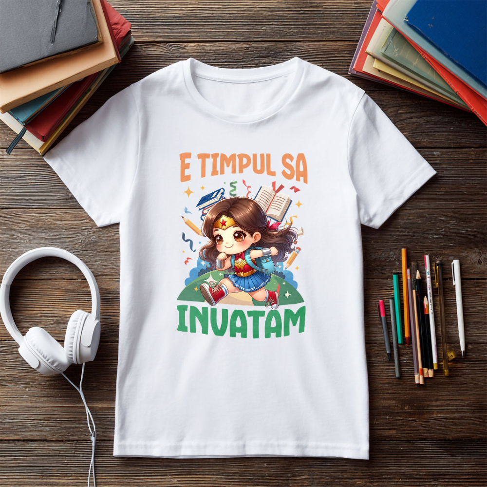 Tricou Copii cu Explorari si Zambete cu Wonder Woman 100% Bumbac, Alb, 8 Ani [5]
