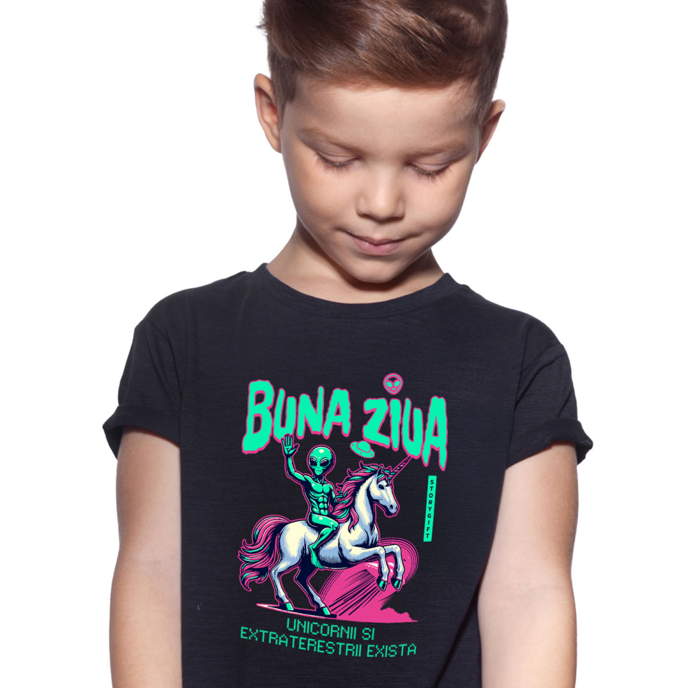 Tricou Femei, Barbati, Copii, Fata, Baiat, Unisex Personalizat Extraterestru pe Unicorn – Lume Paralelă Cadou Personalizat pentru Copii și Familie [2]
