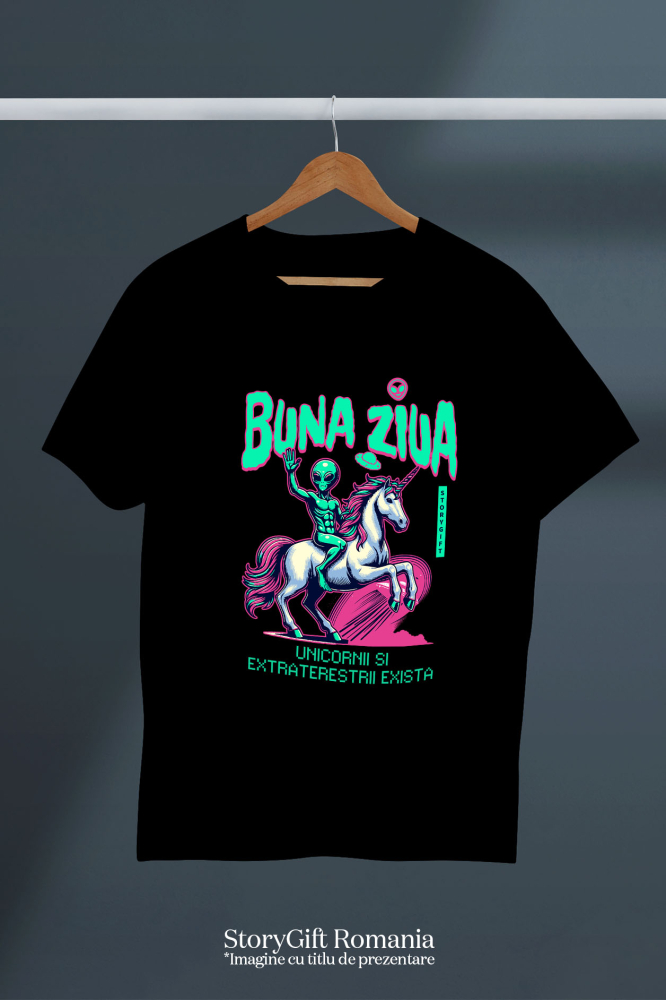 Tricou Femei, Barbati, Copii, Fata, Baiat, Unisex Personalizat Extraterestru pe Unicorn – Lume Paralelă Cadou Personalizat pentru Copii și Familie [5]