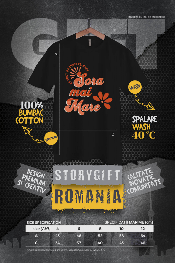 Tricou Femei, Barbati, Copii, Fata, Baiat, Unisex Personalizat Sora Mai Mare – Cadou Amuzant pentru Frati și Surori [4]