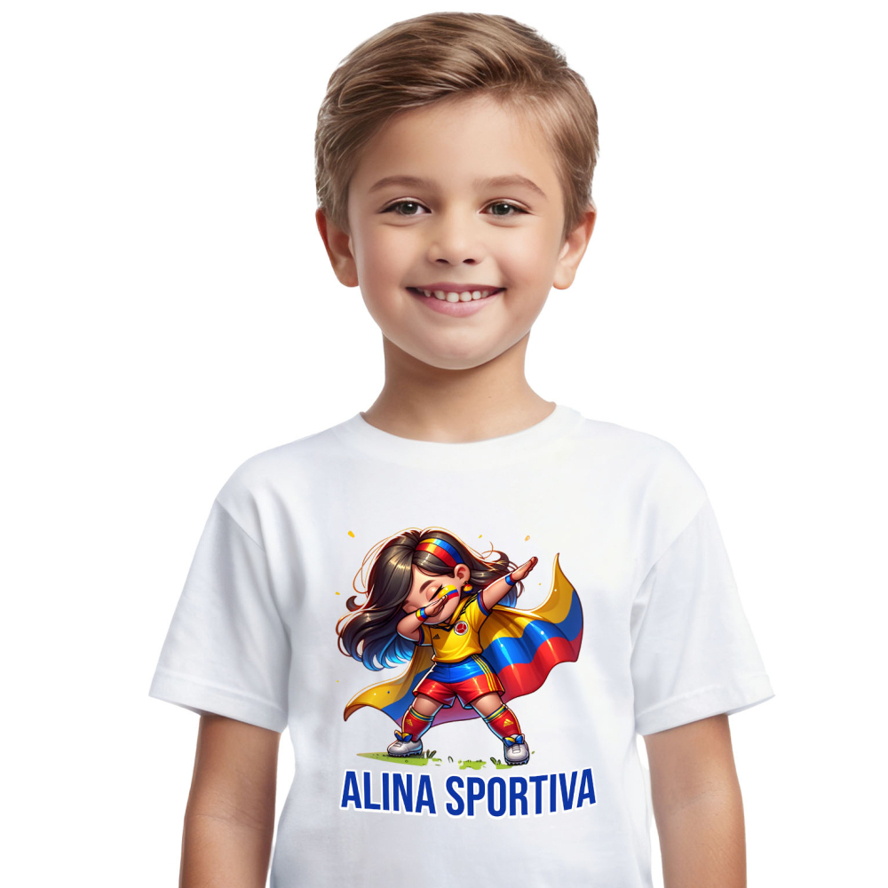Tricou Femei, Barbati, Copii, Fata, Baiat, Unisex Personalizat Costum Sportiv Fotbal Personalizat „Alina Sportiva” – Cadou Pentru Fete Active [2]
