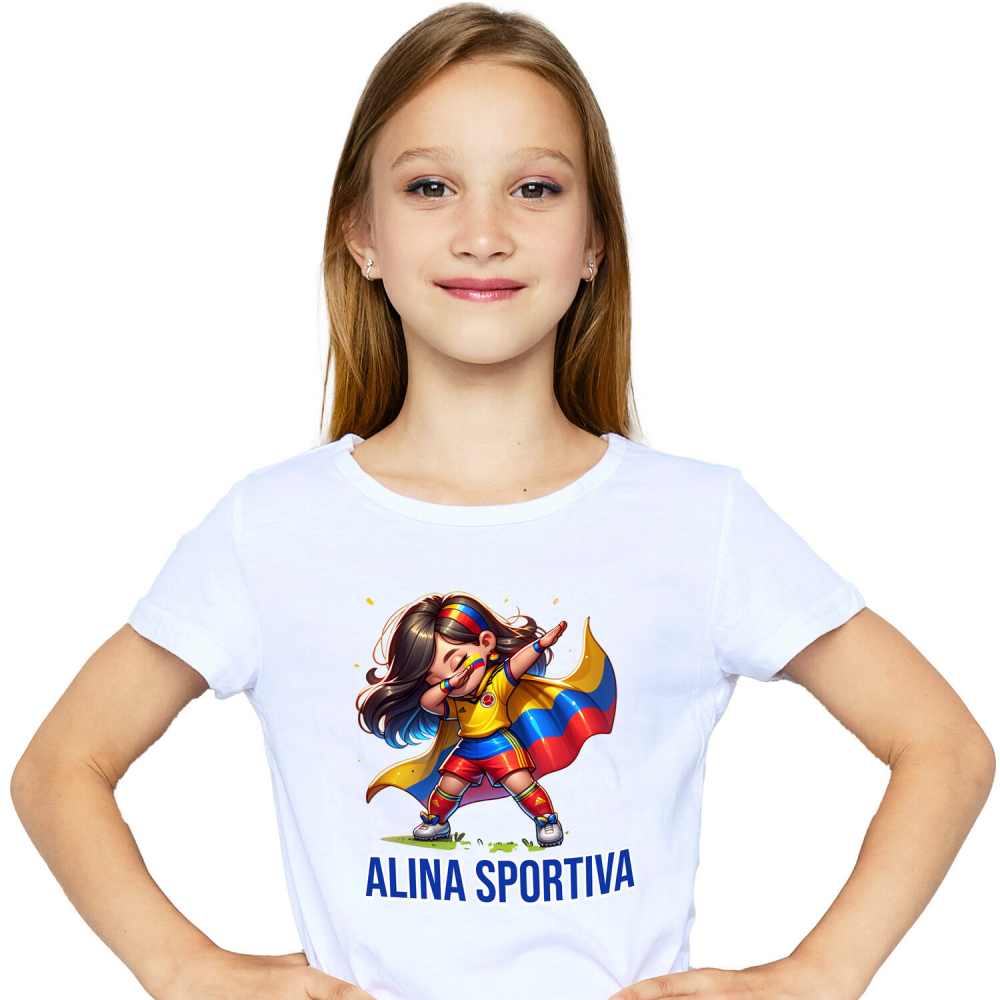 Tricou Femei, Barbati, Copii, Fata, Baiat, Unisex Personalizat Costum Sportiv Fotbal Personalizat „Alina Sportiva” – Cadou Pentru Fete Active [1]