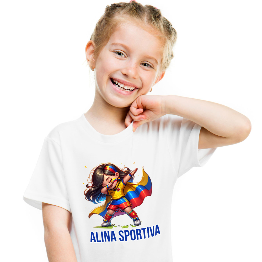 Tricou Femei, Barbati, Copii, Fata, Baiat, Unisex Personalizat Costum Sportiv Fotbal Personalizat „Alina Sportiva” – Cadou Pentru Fete Active [1]