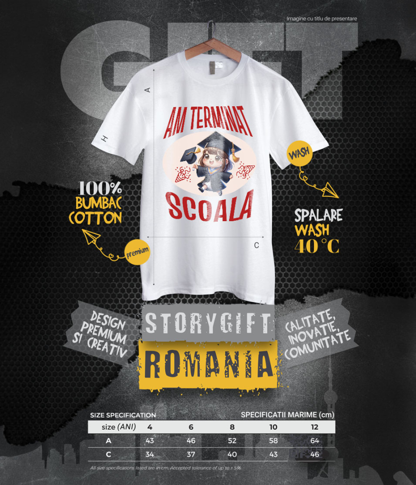 Tricou Femei, Barbati, Copii, Fata, Baiat, Unisex Personalizat Fată Absolvire | Cadou Personalizat pentru Absolvenți [6]