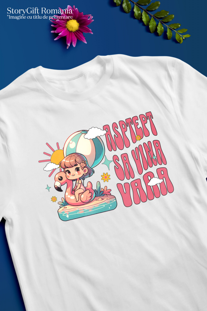 Tricou Femei, Barbati, Copii, Fata, Baiat, Unisex Personalizat Fată pe Colac Flamingo în Mare – Cadou Personalizat pentru Copii și Familie [3]