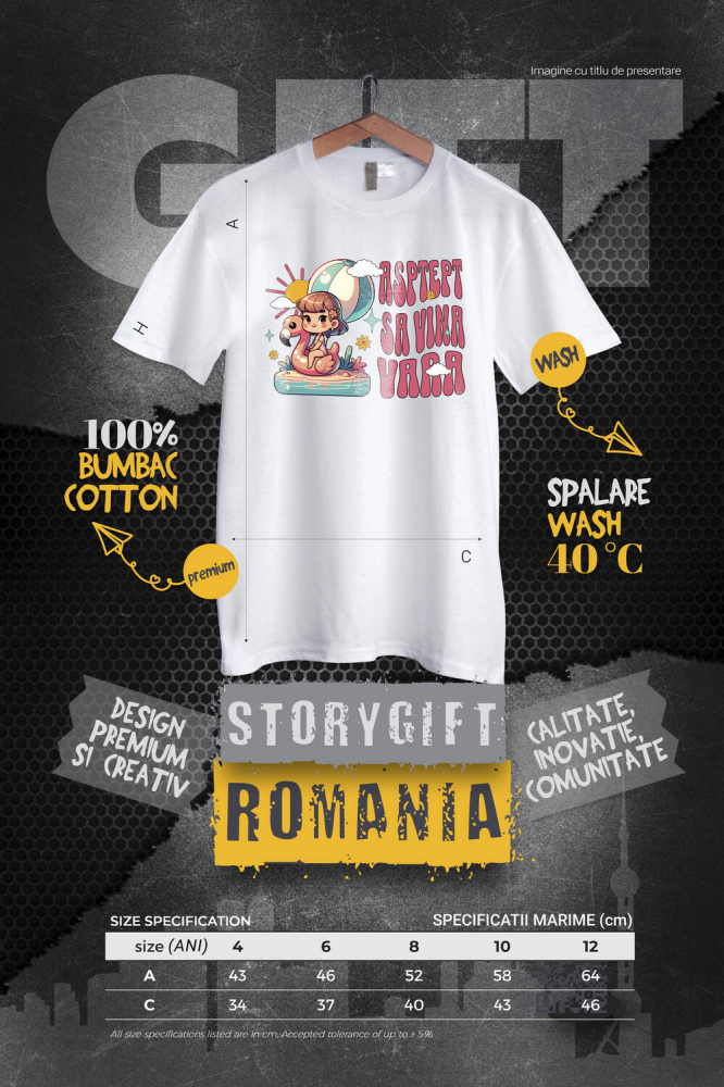 Tricou Femei, Barbati, Copii, Fata, Baiat, Unisex Personalizat Fată pe Colac Flamingo în Mare – Cadou Personalizat pentru Copii și Familie [4]