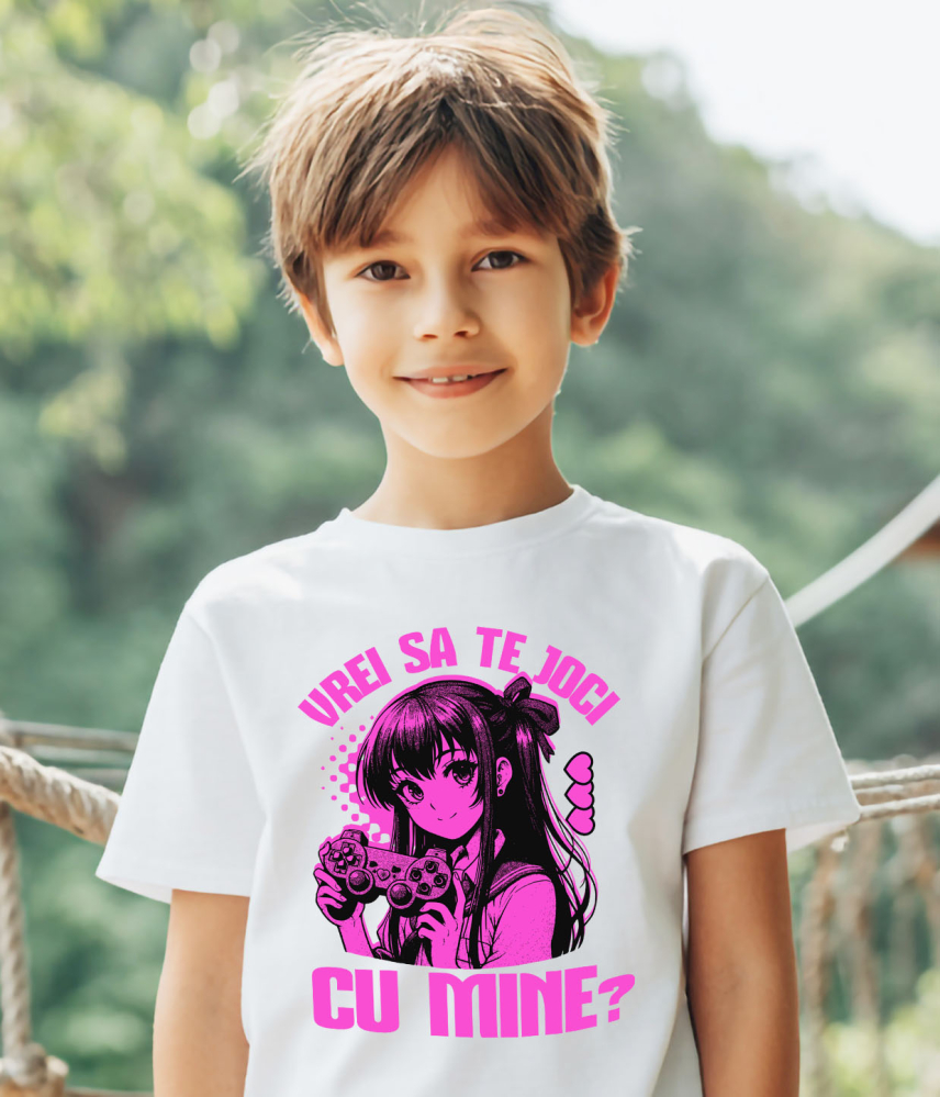 Tricou Femei, Barbati, Copii, Fata, Baiat, Unisex Personalizat Fată Stil Anime cu Manetă de Jocuri Video - Cadou Personalizat „Vrei Să Te Joce Cu Mine?” pentru Familie și Prieteni [4]