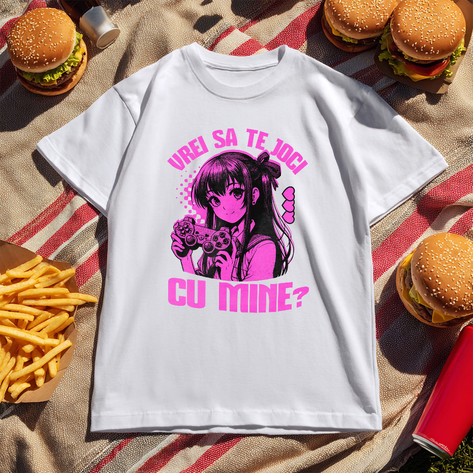 Tricou Femei, Barbati, Copii, Fata, Baiat, Unisex Personalizat Fată Stil Anime cu Manetă de Jocuri Video - Cadou Personalizat „Vrei Să Te Joce Cu Mine?” pentru Familie și Prieteni [5]