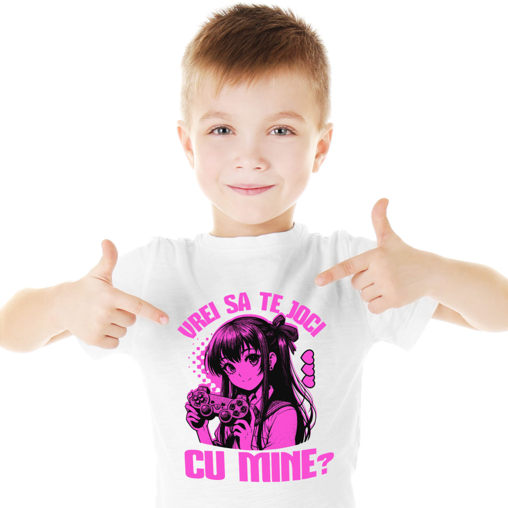 Tricou Femei, Barbati, Copii, Fata, Baiat, Unisex Personalizat Fată Stil Anime cu Manetă de Jocuri Video - Cadou Personalizat „Vrei Să Te Joce Cu Mine?” pentru Familie și Prieteni [2]