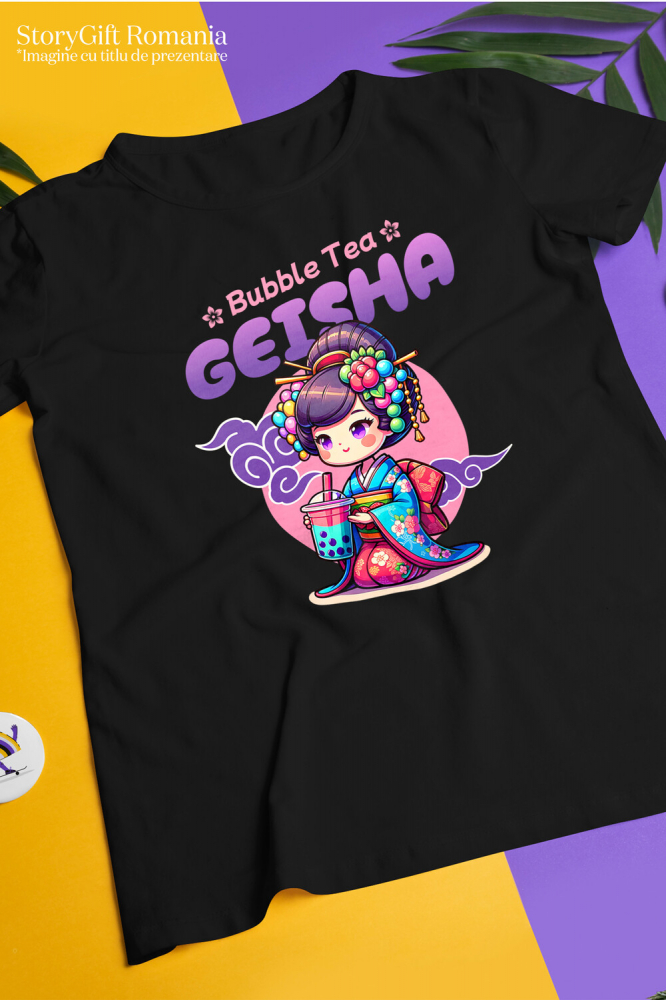 Tricou Femei, Barbati, Copii, Fata, Baiat, Unisex Personalizat „Fată Stil Asiatic cu Ceai Rece cu Bule - Pahar Personalizat pentru Bubble Tea” [3]
