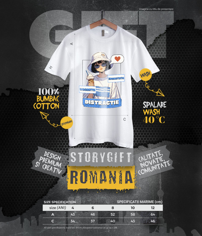 Tricou Femei, Barbati, Copii, Fata, Baiat, Unisex Personalizat Fata Stil Asiatic cu Pălărie și Înghețată - Cadou Personalizat Vacanță și Distracție [6]