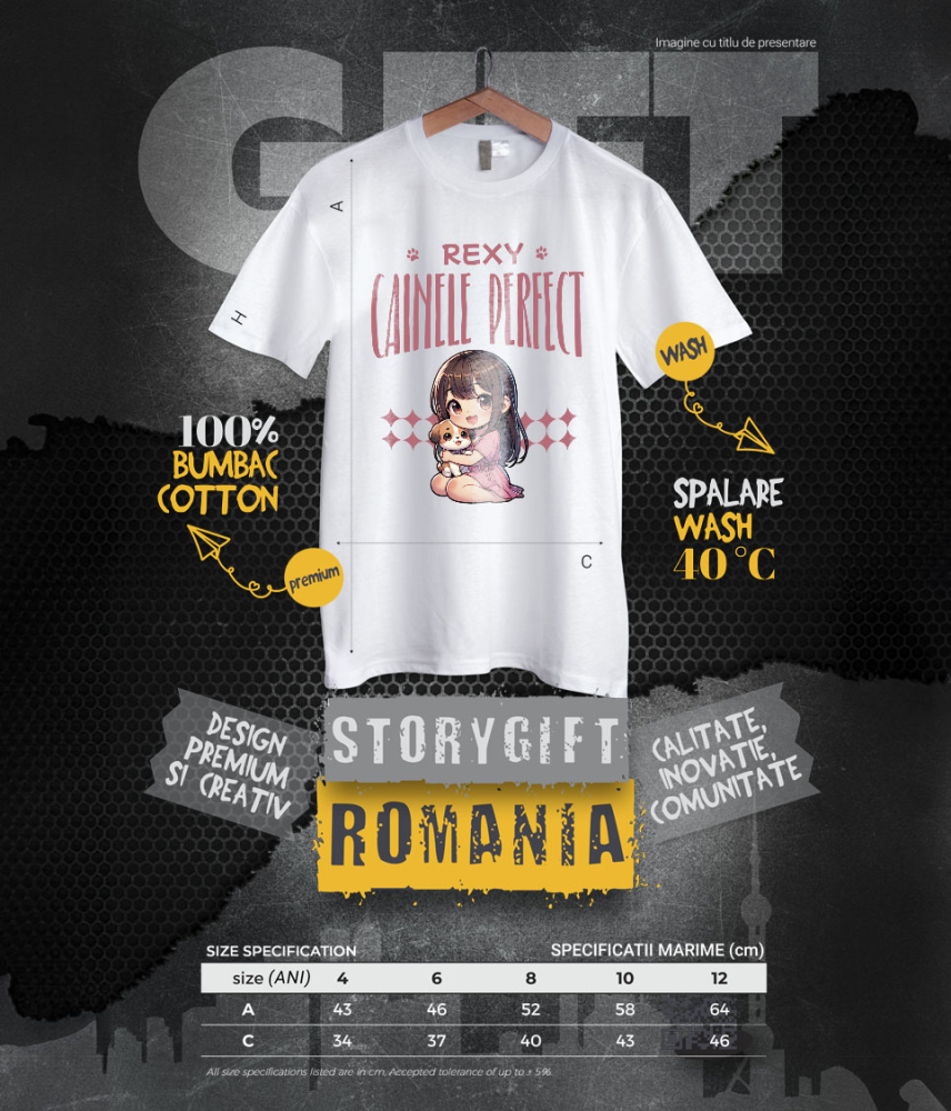 Tricou Femei, Barbati, Copii, Fata, Baiat, Unisex Personalizat Rexy Câinele Perfect – Tricou Personalizat pentru Iubitorii de Câini [6]
