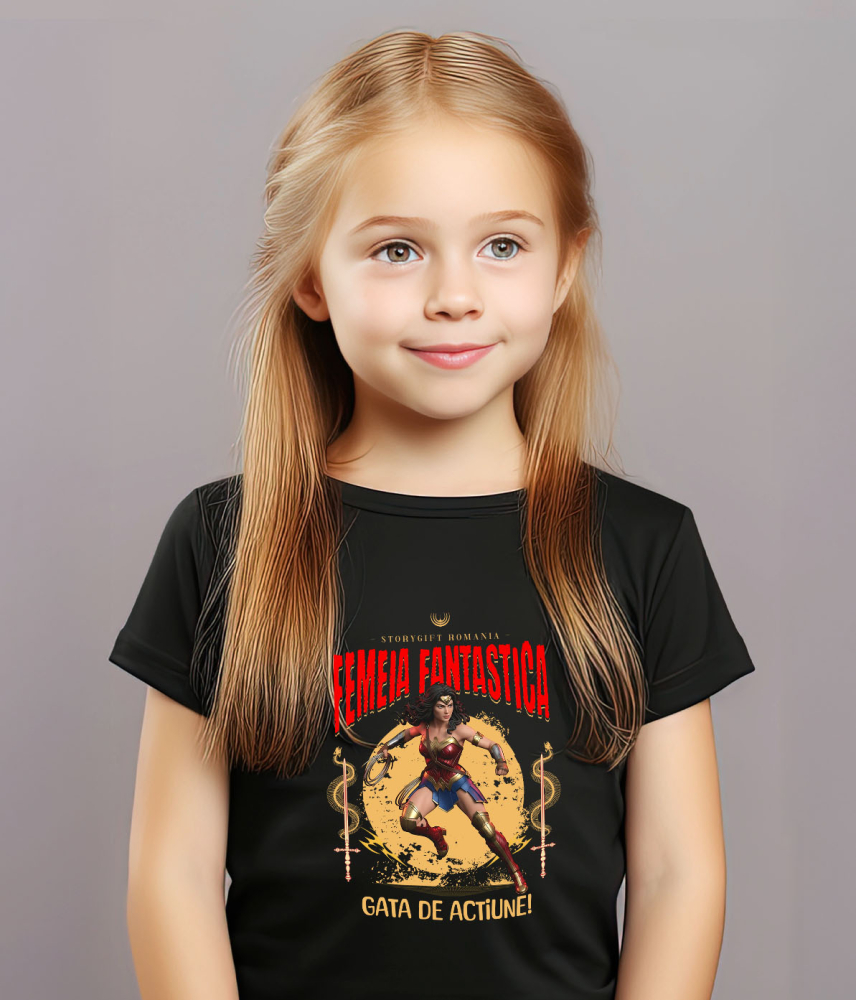 Tricou Copii cu Femeia Fantastică - Magie și Acțiune Disney cu Superputeri 100% Bumbac, Negru, 12 Ani [3]